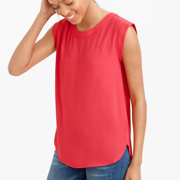 J. Crew Tops - J.CREW Red Drapey Sleeveless Blouse Top XS